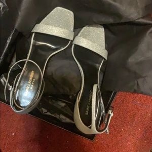 SAINT LAURENT
Amber Glittered Strappy Sandals